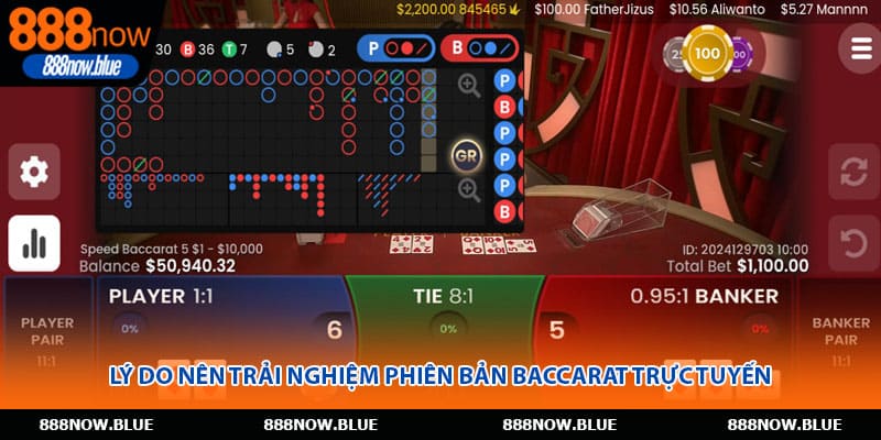 Lý do nên trải nghiệm phiên bản Baccarat trực tuyến
